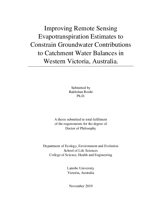 (PDF) Improving Remote Sensing Evapotranspiration Estimates to ...