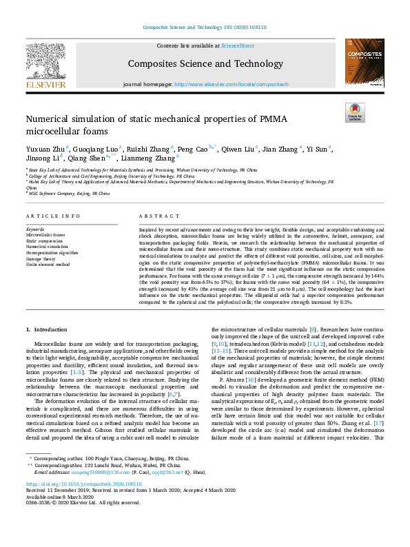 (PDF) Numerical simulation of static mechanical properties of PMMA ...