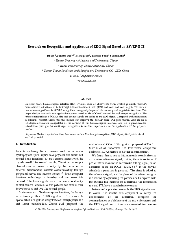 (PDF) Research on Recognition and Application of EEG Signal Based on ...