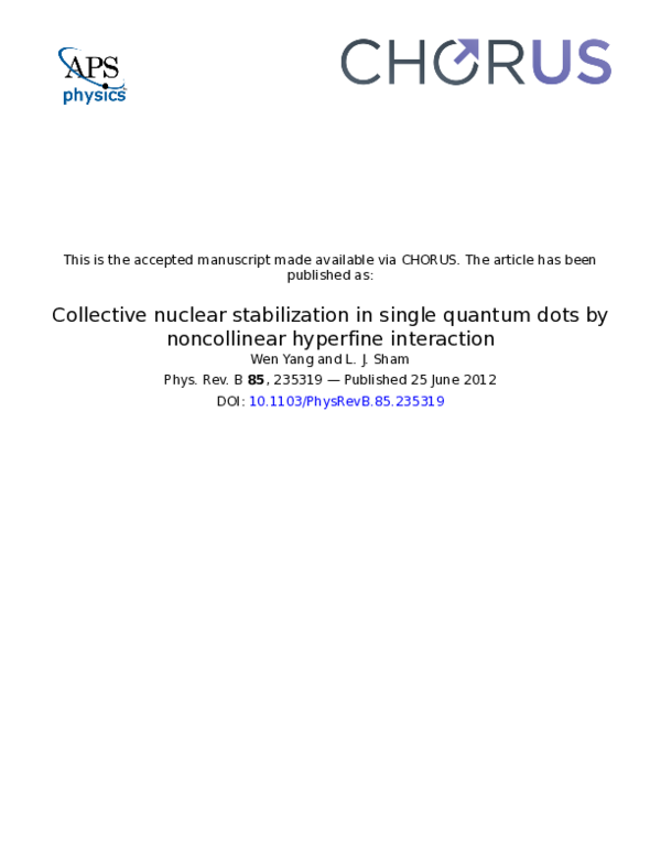 (PDF) Collective nuclear stabilization in single quantum dots by ...