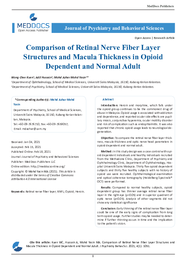 (PDF) Comparison of Retinal Nerve Fiber Layer Structures and Macula ...