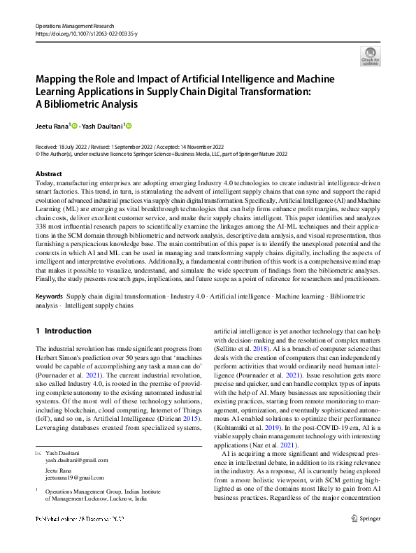 (PDF) Mapping the Role and Impact of Artificial Intelligence and ...