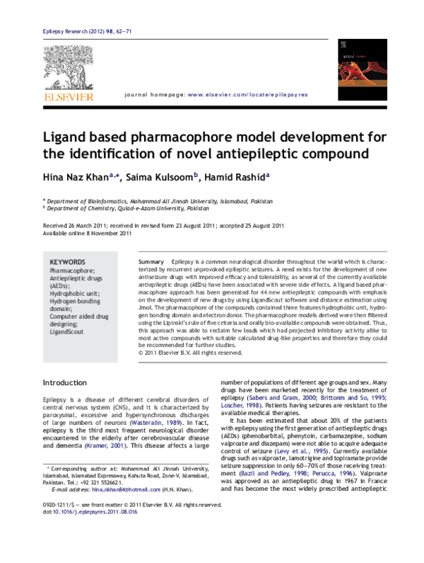 (PDF) Ligand based pharmacophore model development for the ...