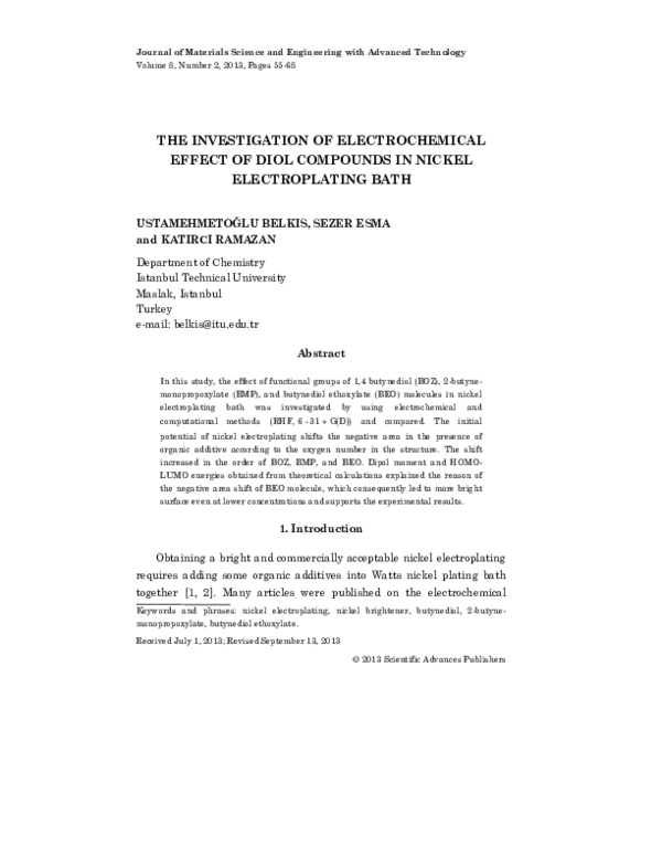 (PDF) The Investigation of Electrochemical Effect of Diol Compounds in ...