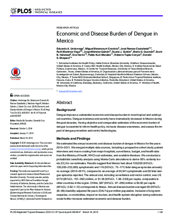 (PDF) Economic and Disease Burden of Dengue in Mexico