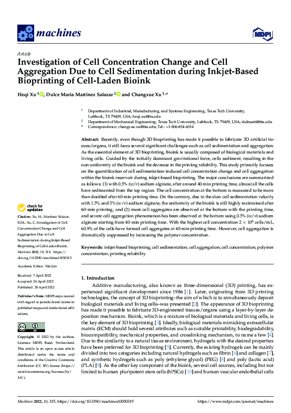 (PDF) Investigation of Cell Concentration Change and Cell Aggregation ...