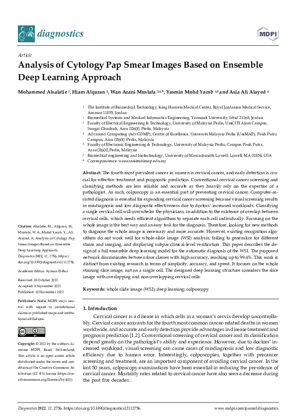 (PDF) Analysis of Cytology Pap Smear Images Based on Ensemble Deep ...