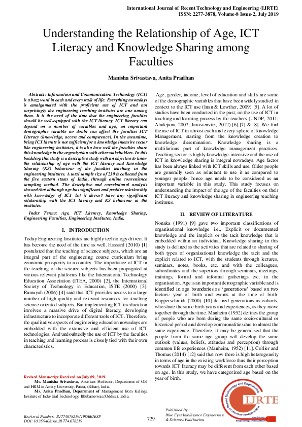 (PDF) Understanding the Relationship of Age, ICT Literacy and Knowledge ...