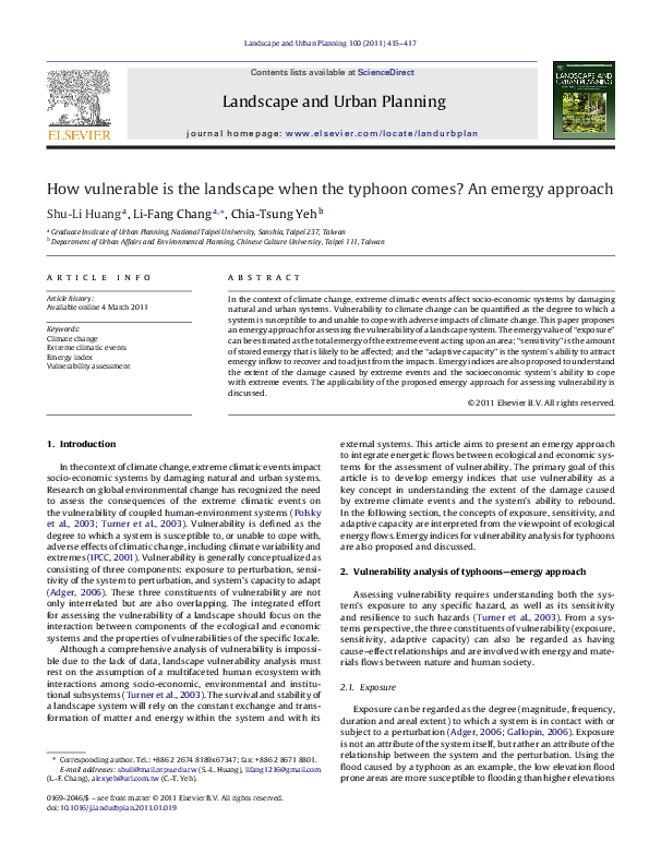 (PDF) How vulnerable is the landscape when the typhoon comes? An emergy ...