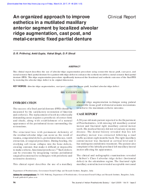 (PDF) An organized approach to improve esthetics in a mutilated ...