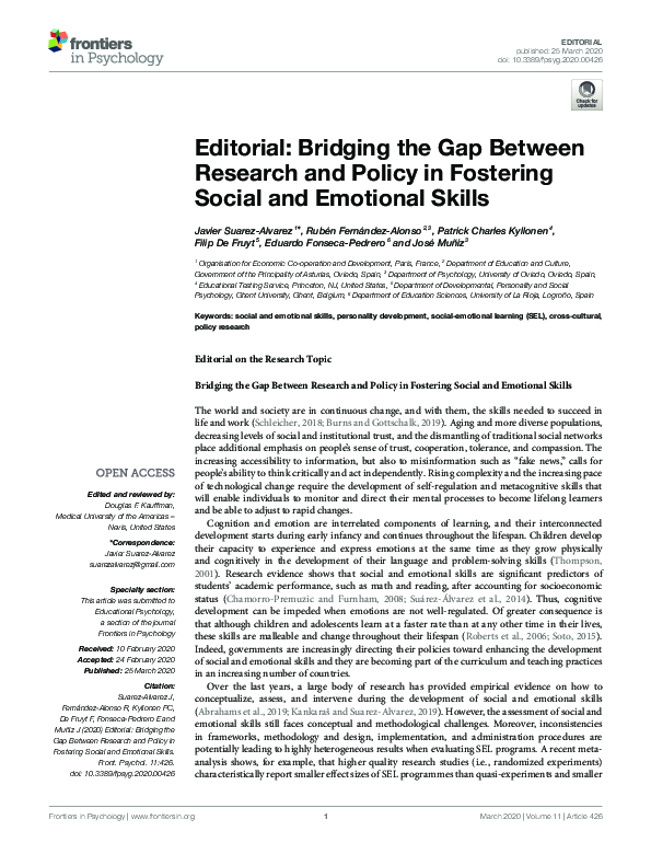 (PDF) Editorial: Bridging the Gap Between Research and Policy in ...