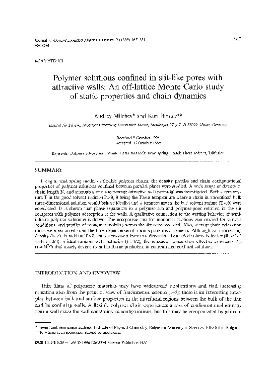 (PDF) Polymer solutions confined in slit-like pores with attractive ...
