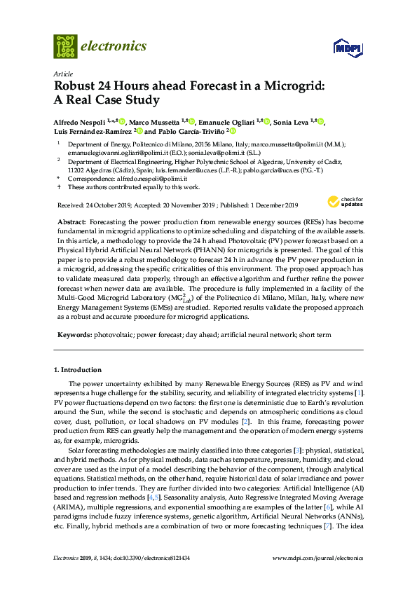 (PDF) Robust 24 Hours ahead Forecast in a Microgrid: A Real Case Study