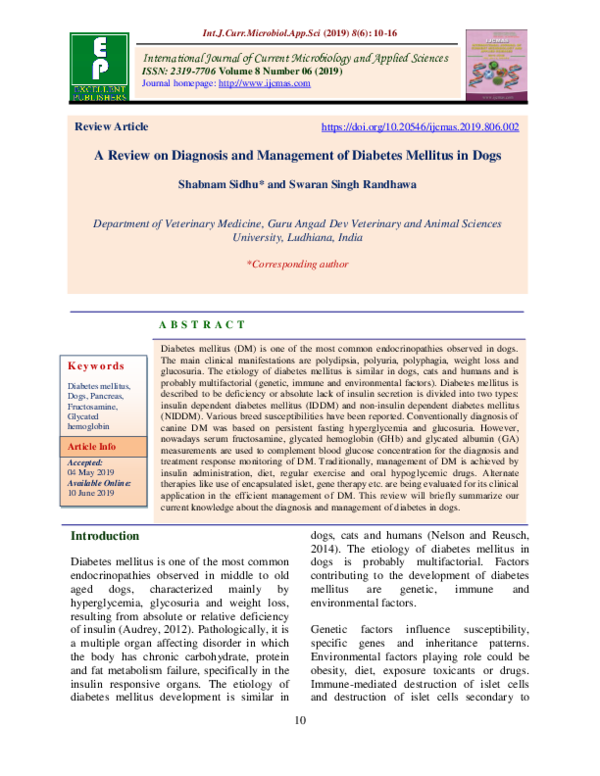 View of (PDF) Diagnosis and Management of Insulin Resistance in Dogs and Cats ...