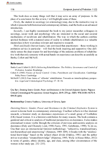 (PDF) Book review: Úna Barr, Desisting Sisters: Gender, Power and ...