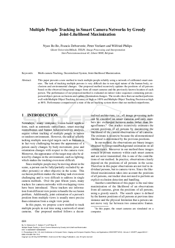 (PDF) Multiple People Tracking in Smart Camera Networks by Greedy Joint ...