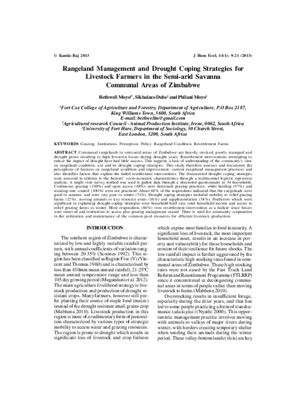 (PDF) Rangeland Management and Drought Coping Strategies for Livestock ...