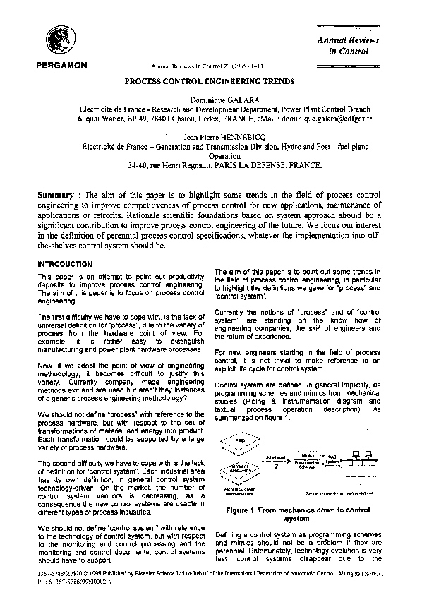 (PDF) Process control engineering trends