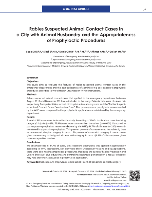 (PDF) Rabies Suspected Animal Contact Cases in a City with Animal ...
