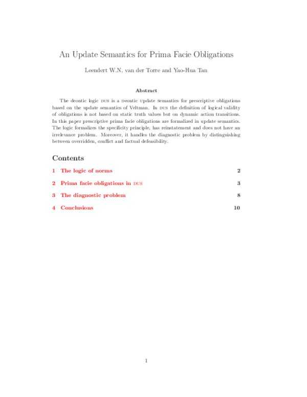 (PDF) An update semantics for prima facie obligations