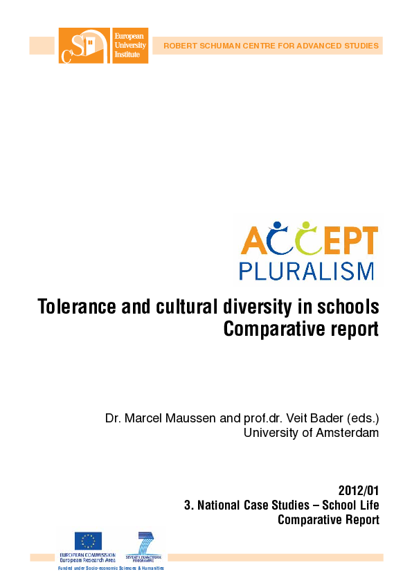 (PDF) Tolerance and cultural diversity in schools: comparative report
