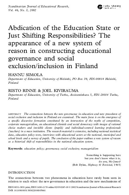(PDF) Abdication of the Education State or Just Shifting ...