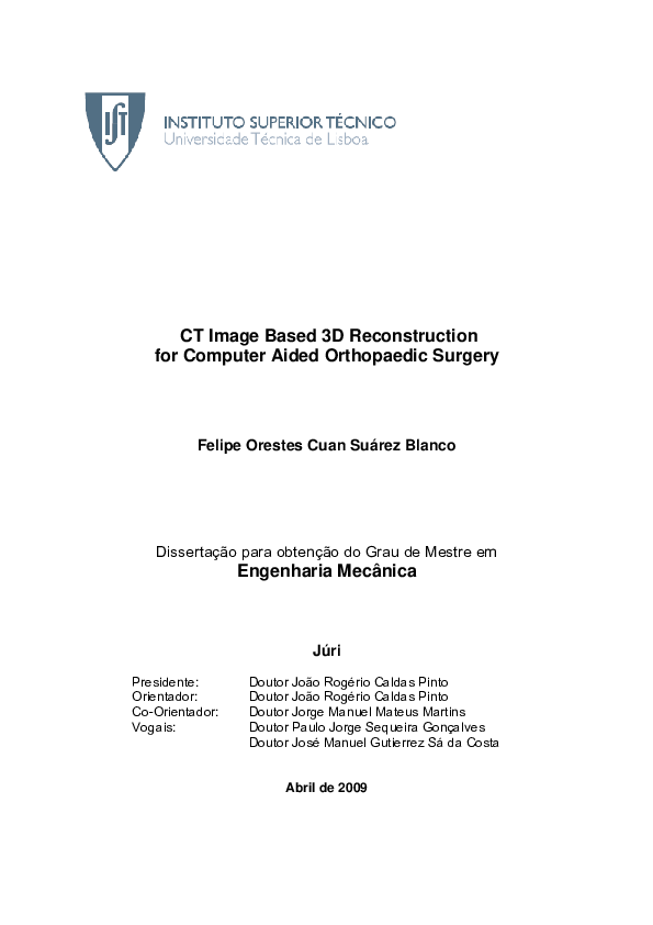 (PDF) CT Image Based 3D Reconstruction for Computer Aided Orthopaedic ...