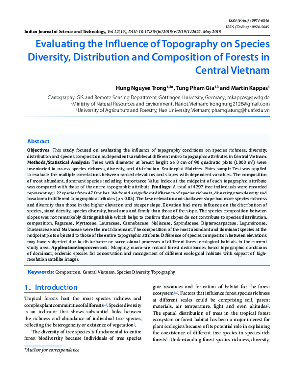 (PDF) Evaluating the Influence of Topography on Species Diversity ...