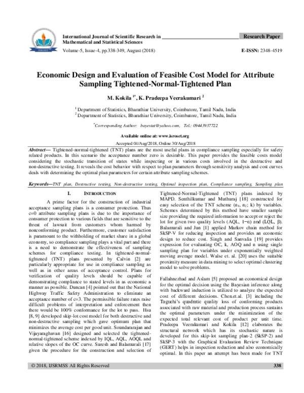 (PDF) Economic Design and Evaluation of Feasible Cost Model for ...