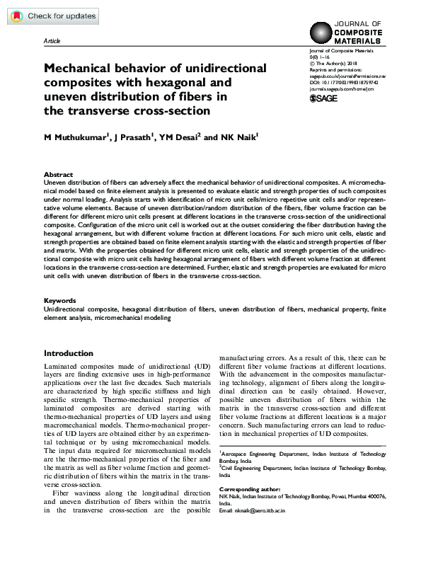 (PDF) Mechanical behavior of unidirectional composites with hexagonal ...