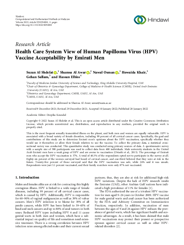 (PDF) Health Care System View of Human Papilloma Virus (HPV) Vaccine ...
