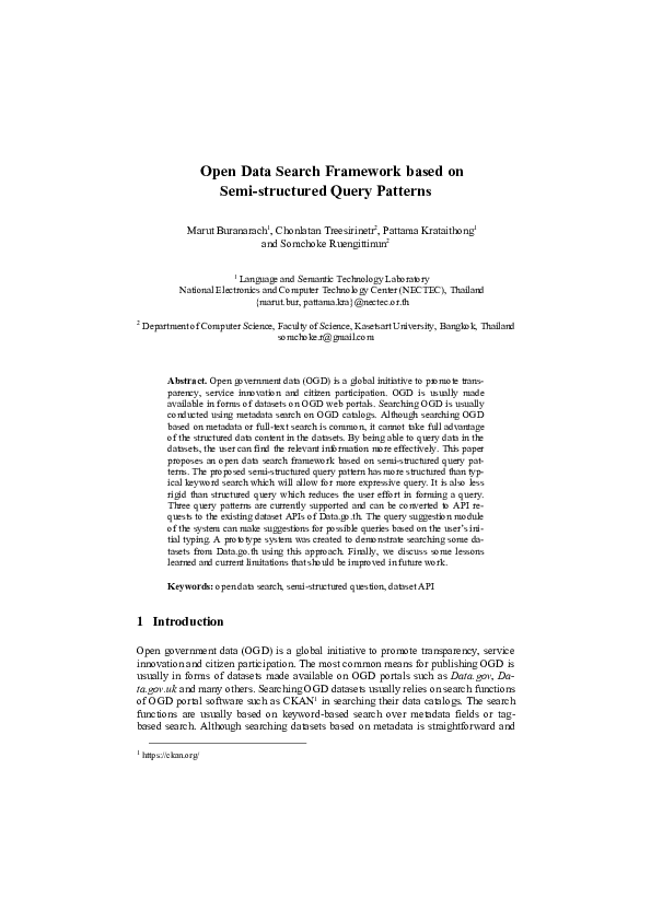 (PDF) Open Data Search Framework based on Semi-structured Query Patterns