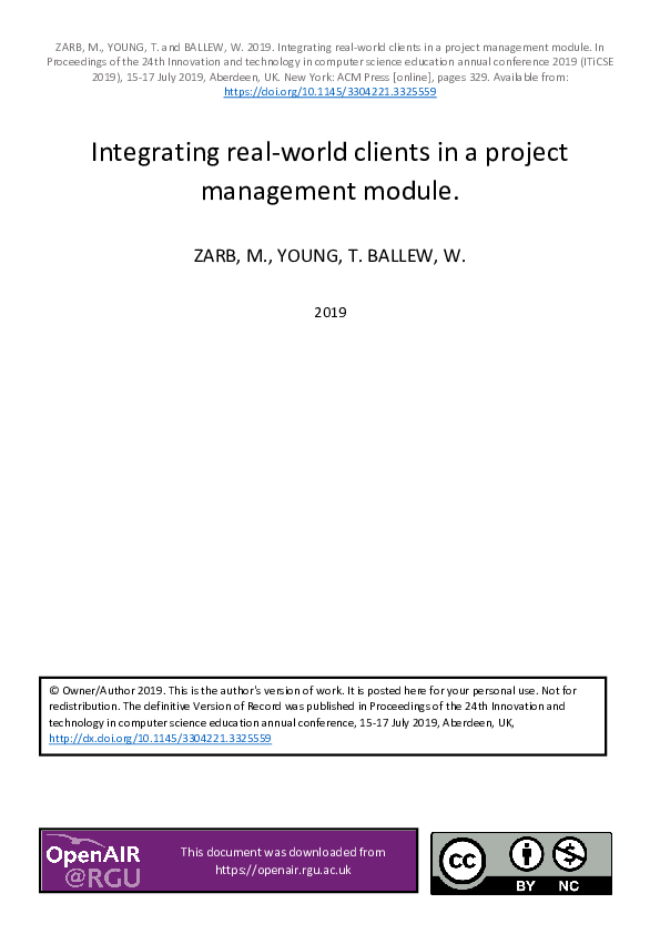 (PDF) Integrating Real-World Clients in a Project Management Module