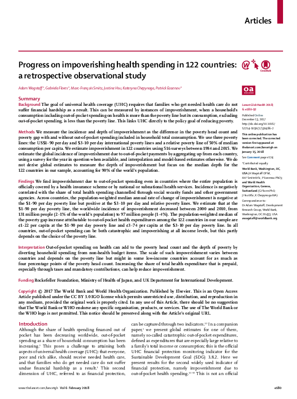 (PDF) Progress on impoverishing health spending in 122 countries: a ...