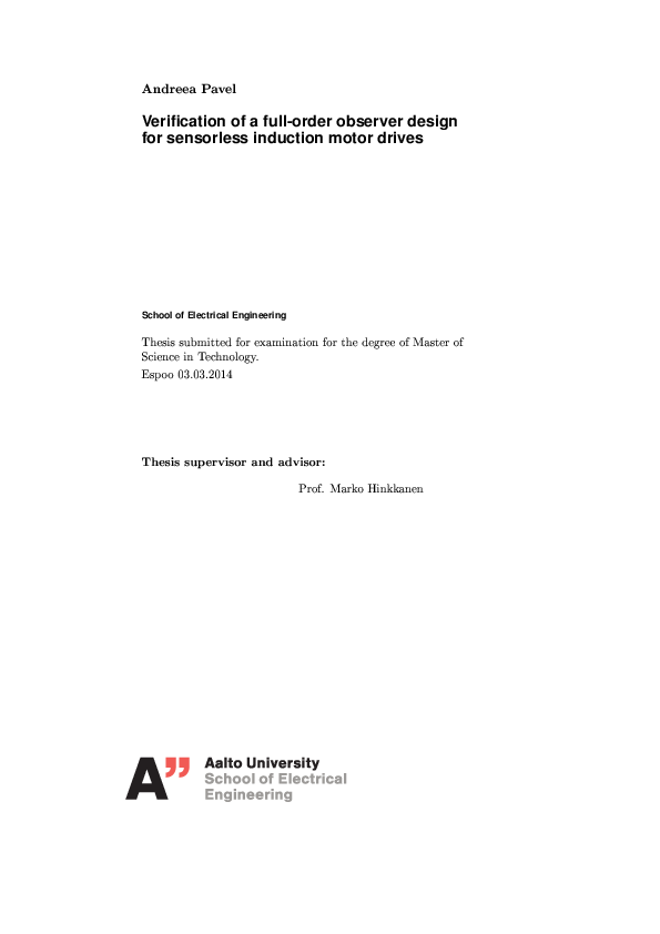 (PDF) Verification of a full-order observer design for sensorless ...