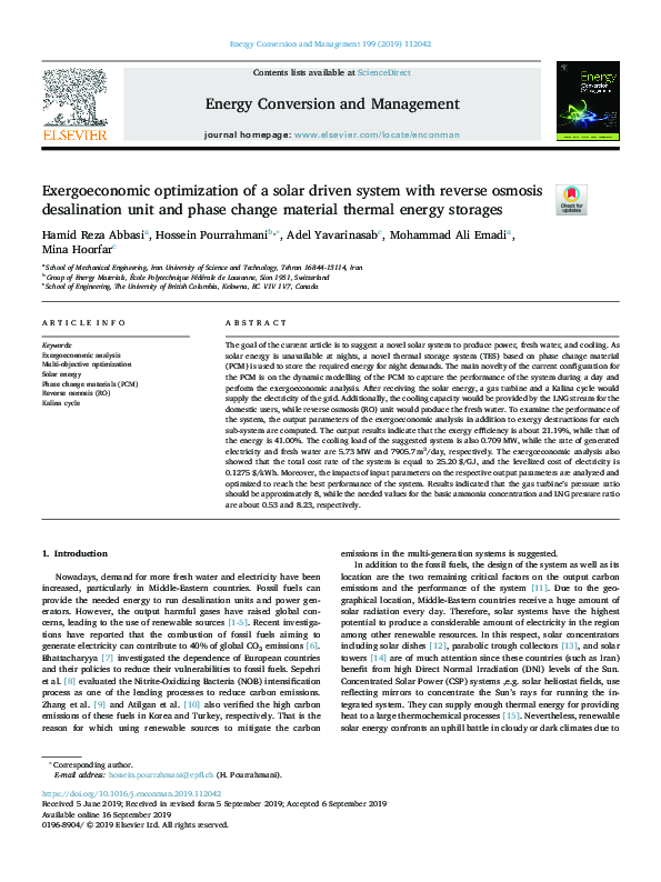 (PDF) Exergoeconomic optimization of a solar driven system with reverse ...