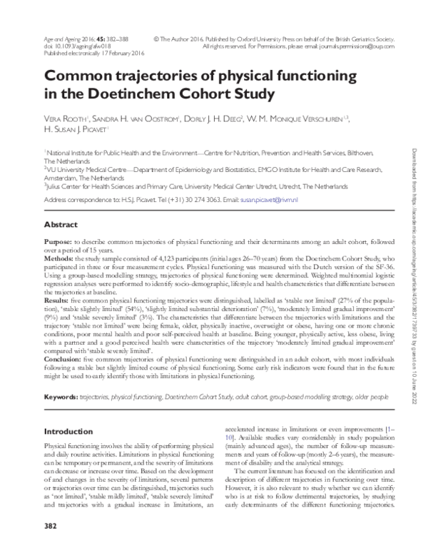 (PDF) Common trajectories of physical functioning in the Doetinchem ...