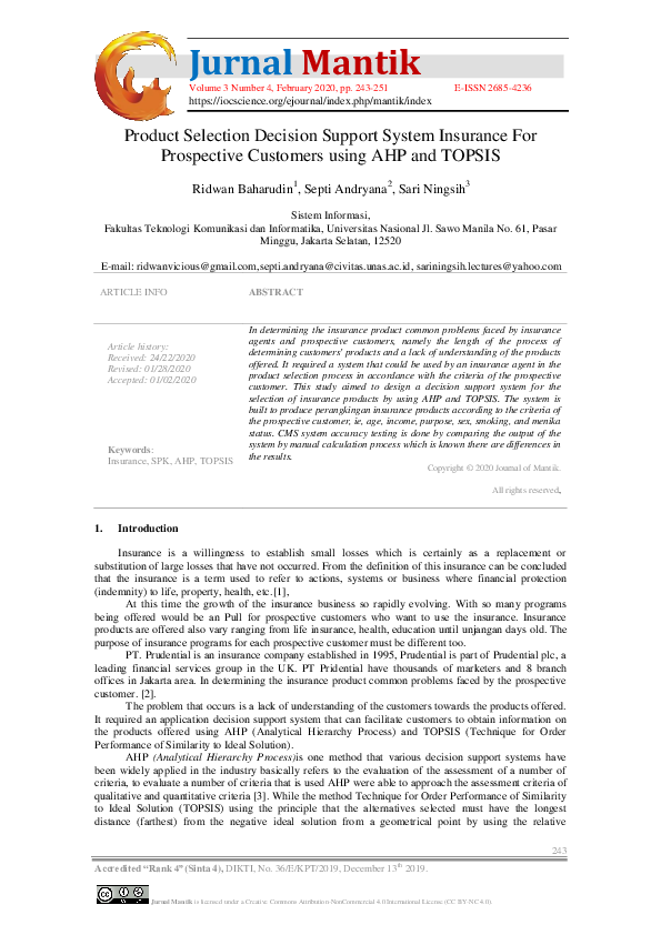 (PDF) Product Selection Decision Support System Insurance For ...