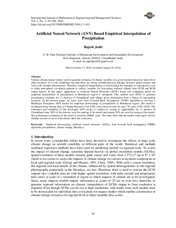 (PDF) Artificial Neural Network (ANN) Based Empirical Interpolation of ...