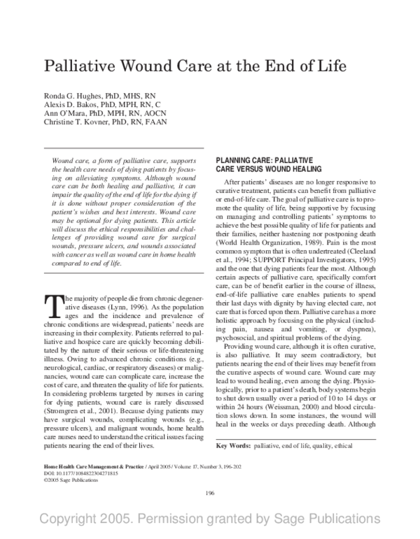 (PDF) Palliative Wound Care at the End of Life