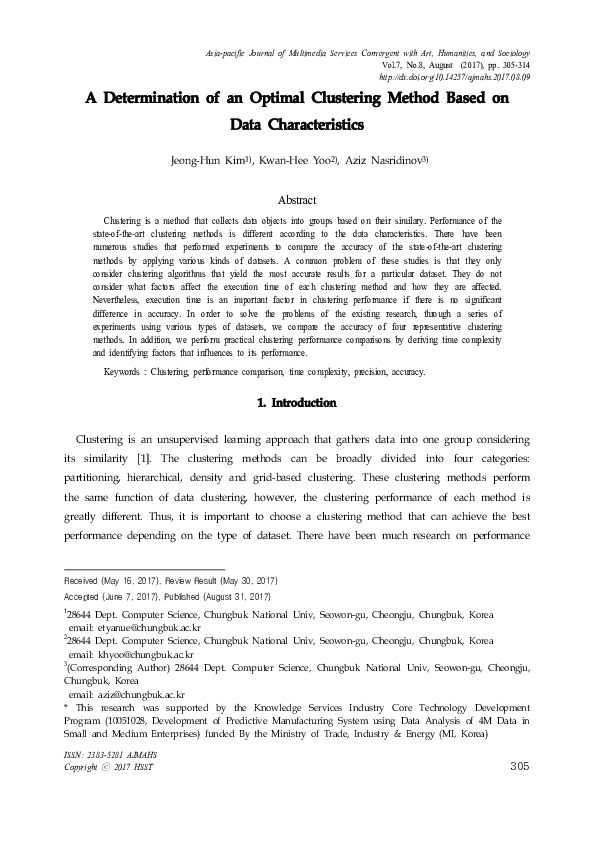 (PDF) A Determination of an Optimal Clustering Method Based on Data ...