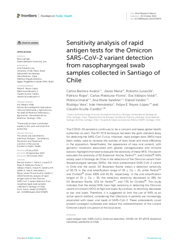 (PDF) Sensitivity analysis of rapid antigen tests for the Omicron SARS ...