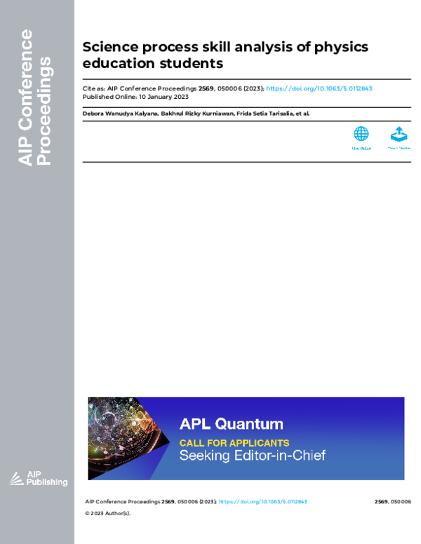 (PDF) Science process skill analysis of physics education students