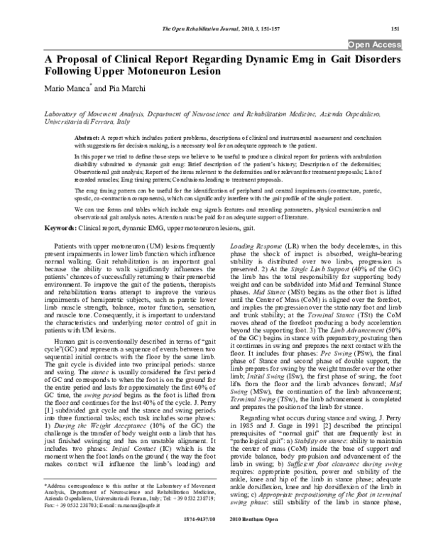 (PDF) A Proposal of Clinical Report Regarding Dynamic Emg in Gait ...