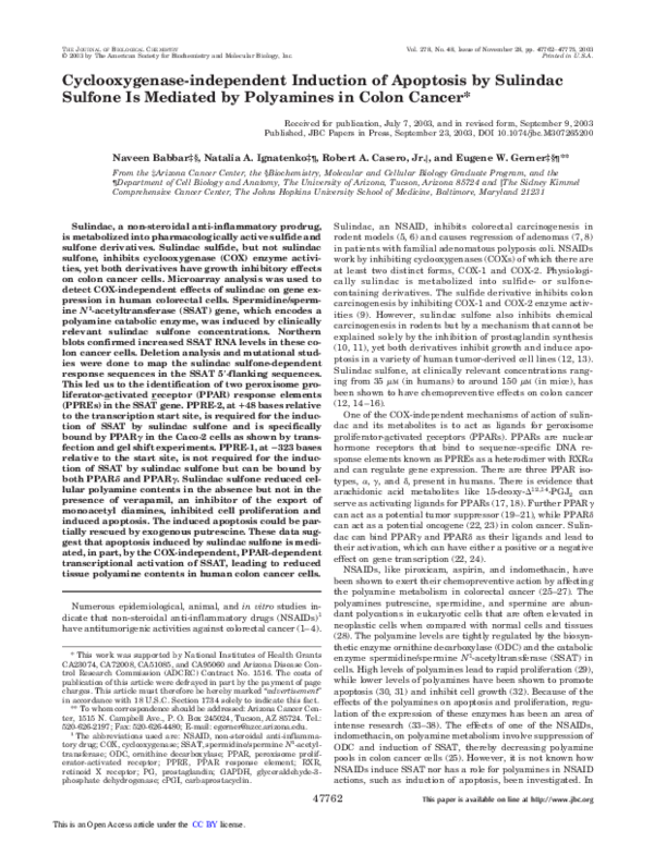 (PDF) Cyclooxygenase-independent Induction of Apoptosis by Sulindac ...