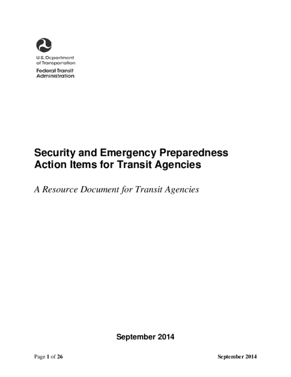 (PDF) Security and Emergency Preparedness Action Items for Transit ...