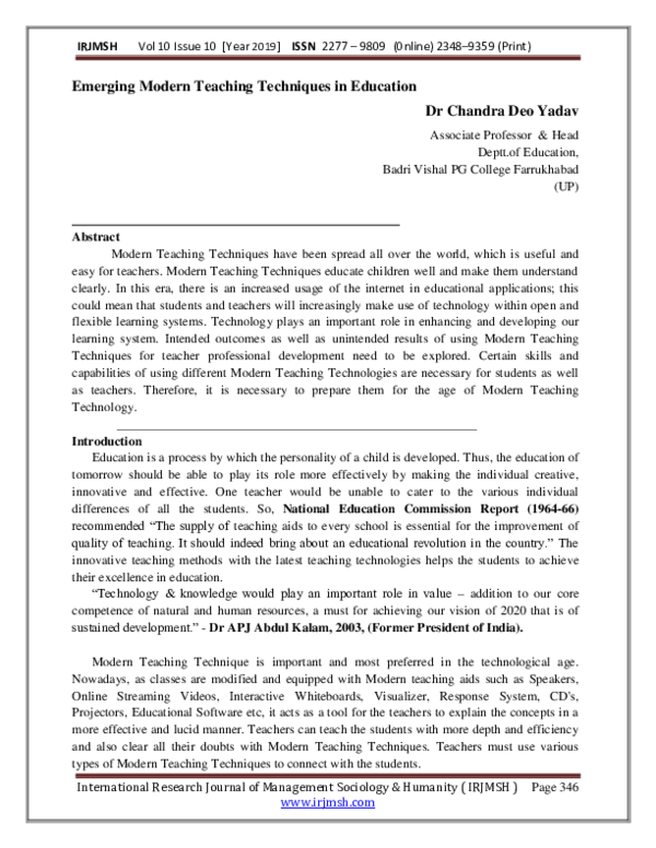 Modern Teaching Techniques In Education