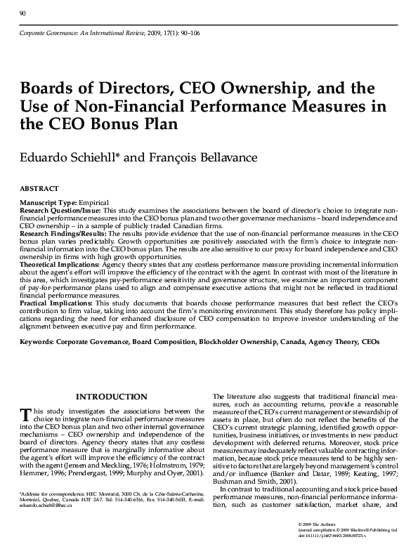 (PDF) Boards of Directors, CEO Ownership, and the Use of Non-Financial ...