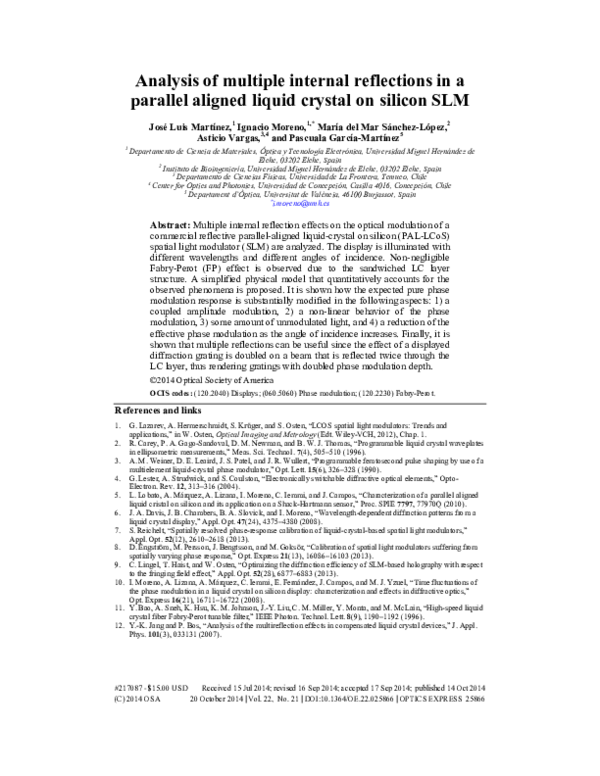 (PDF) Analysis of multiple internal reflections in a parallel aligned ...