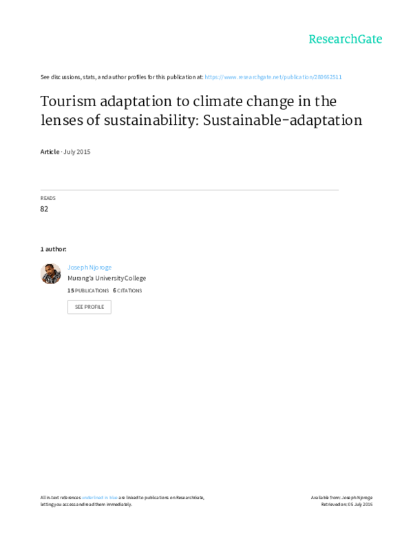 (PDF) Tourism adaptation to climate change in the lenses of sustainability Sustainable
